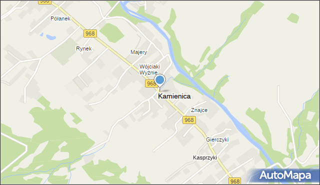 Kamienica powiat limanowski, Kamienica, mapa Kamienica powiat limanowski