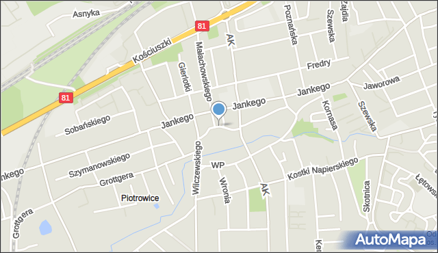 Katowice, Kasztanowa, mapa Katowic