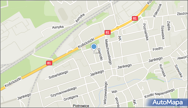 Katowice, Kadłubka Wincentego, bp., mapa Katowic