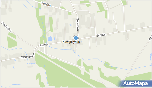 Kawęczynek gmina Warta, Kawęczynek, mapa Kawęczynek gmina Warta