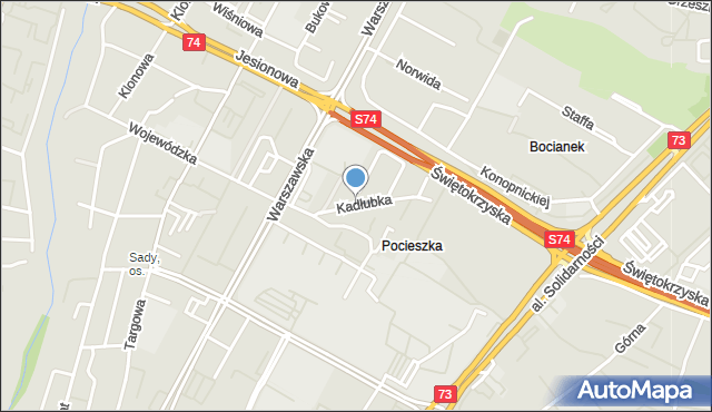 Kielce, Kadłubka Wincentego, bp., mapa Kielc