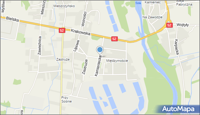 Kobiernice, Kamieniecka, mapa Kobiernice