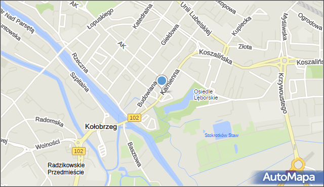Kołobrzeg, Kamienna, mapa Kołobrzegu