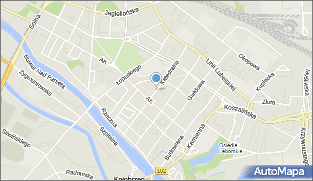 Kołobrzeg, Katedralna, mapa Kołobrzegu