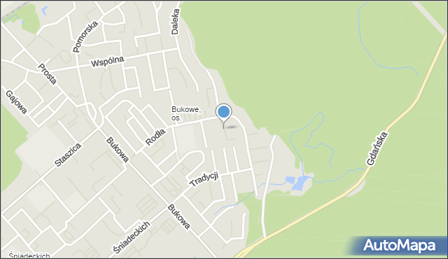 Koszalin, Kajki Michała, mapa Koszalina