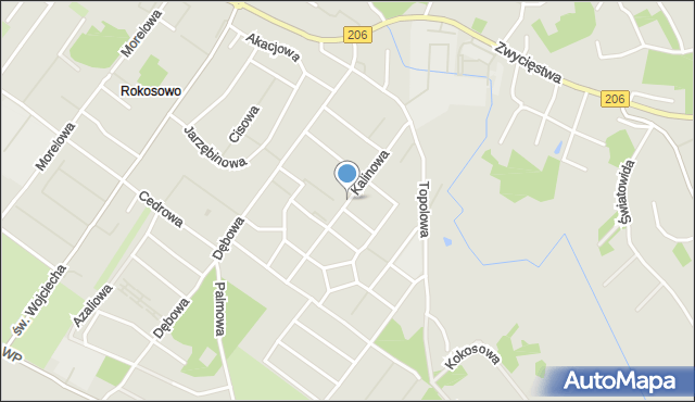 Koszalin, Kalinowa, mapa Koszalina