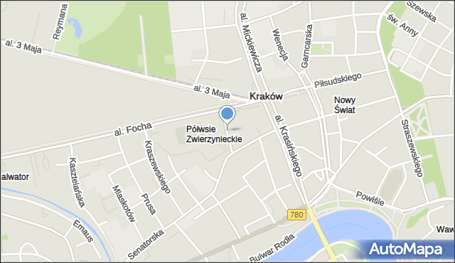 Kraków, Kałuży Józefa, mapa Krakowa