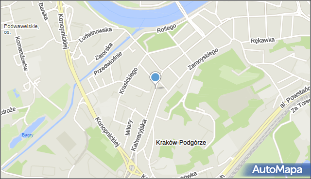 Kraków, Kalwaryjska, mapa Krakowa