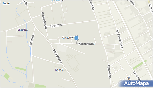 Kraków, Kaczorówka, mapa Krakowa
