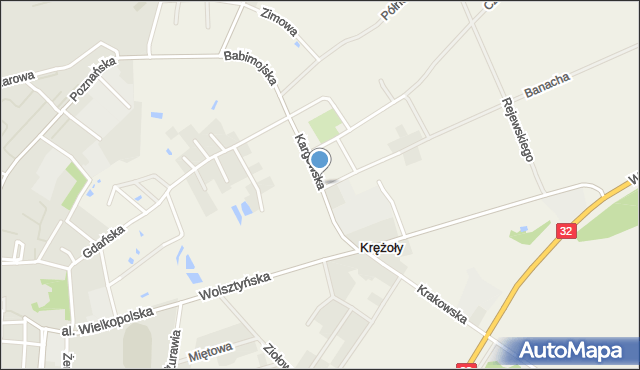 Krężoły gmina Sulechów, Kargowska, mapa Krężoły gmina Sulechów