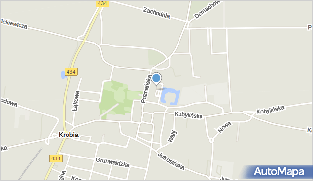 Krobia powiat gostyński, Kasztelańska, mapa Krobia powiat gostyński