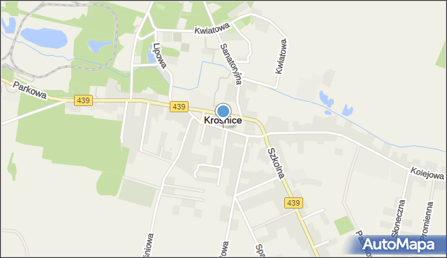 Krośnice powiat milicki, Kasztanowa, mapa Krośnice powiat milicki