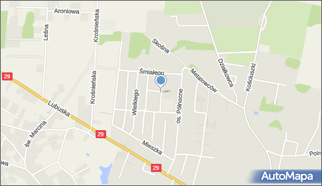 Krosno Odrzańskie, Kazimierza Jagiellończyka, mapa Krosno Odrzańskie