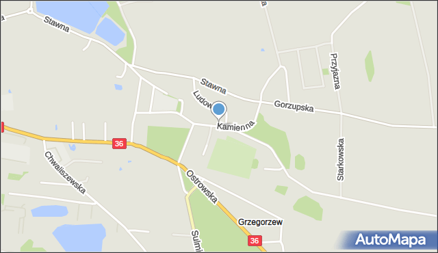 Krotoszyn, Kamienna, mapa Krotoszyna