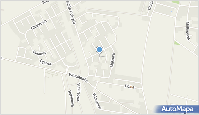 Krzyków gmina Czernica, Kaczeńcowa, mapa Krzyków gmina Czernica