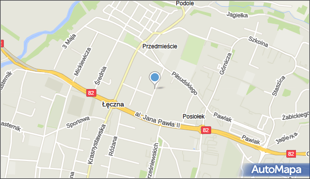 Łęczna, Kasztelańska, mapa Łęczna