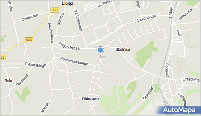 Libiąż, Kalinowa, mapa Libiąż