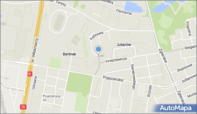 Łódź, Kalinowa, mapa Łodzi