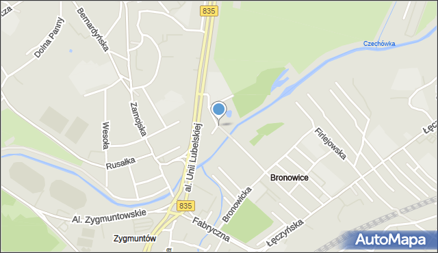 Lublin, Kąpielowa, mapa Lublina