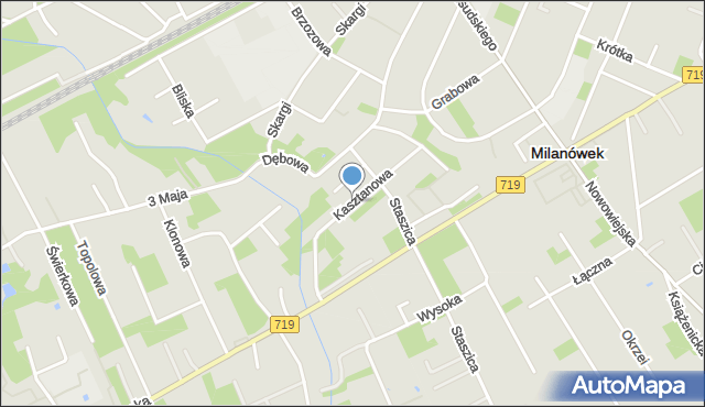 Milanówek, Kasztanowa, mapa Milanówek