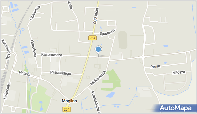 Mogilno, Kasztanowa, mapa Mogilno
