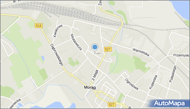 Morąg, Kajki Michała, mapa Morąg