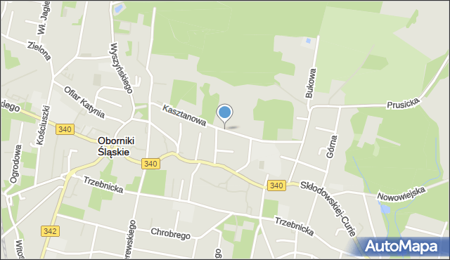 Oborniki Śląskie, Kasztanowa, mapa Oborniki Śląskie