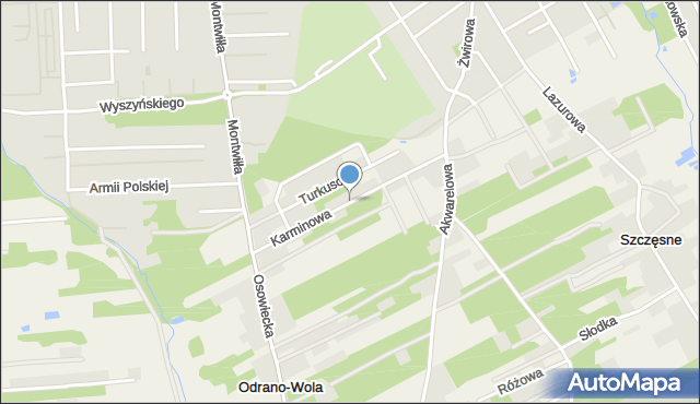 Odrano-Wola, Karminowa, mapa Odrano-Wola