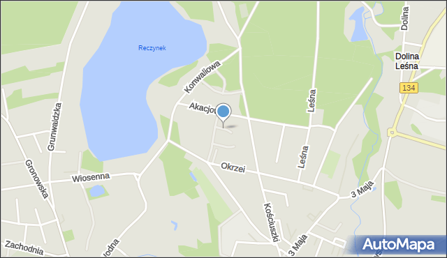Ośno Lubuskie, Kalinowa, mapa Ośno Lubuskie