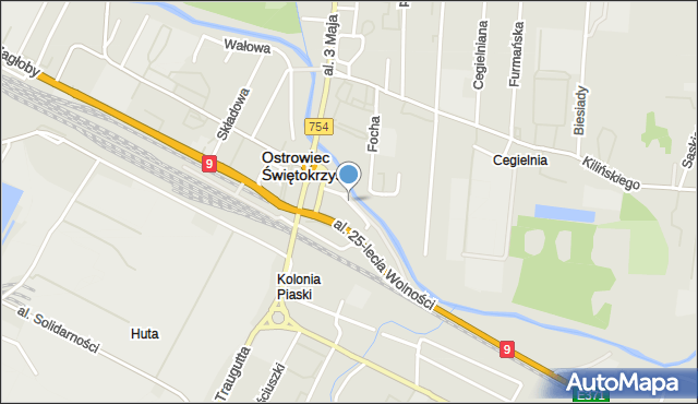 Ostrowiec Świętokrzyski, Kamienna, mapa Ostrowiec Świętokrzyski