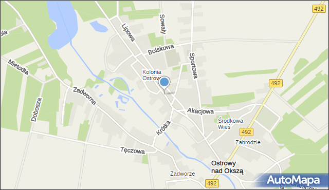 Ostrowy nad Okszą, Kasztanowa, mapa Ostrowy nad Okszą