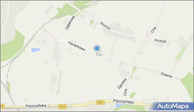 Pniówek gmina Pawłowice, Kanarkowa, mapa Pniówek gmina Pawłowice