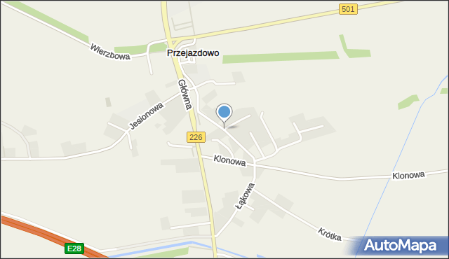 Przejazdowo, Kasztanowa, mapa Przejazdowo