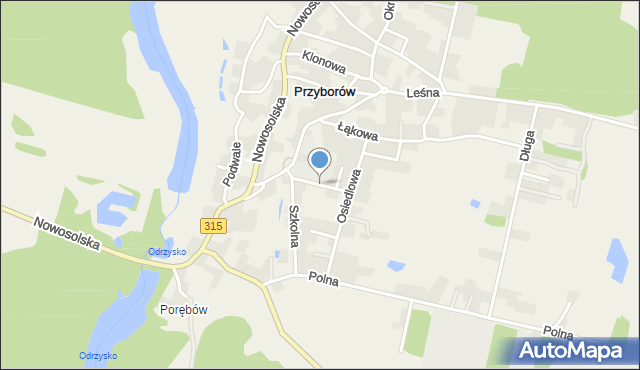 Przyborów gmina Nowa Sól, Kasztanowa, mapa Przyborów gmina Nowa Sól