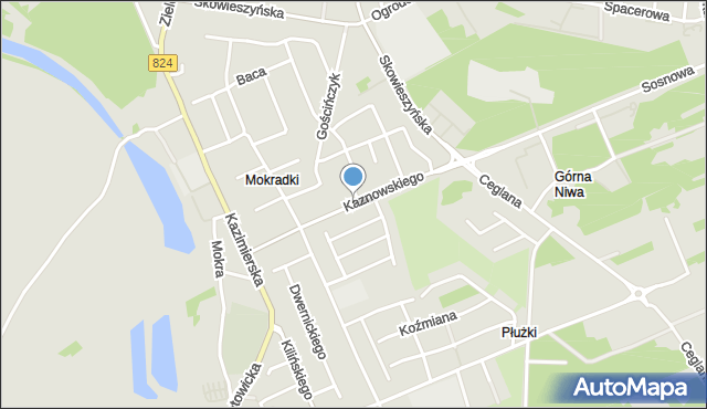 Puławy, Kaznowskiego Lucjana, mapa Puław