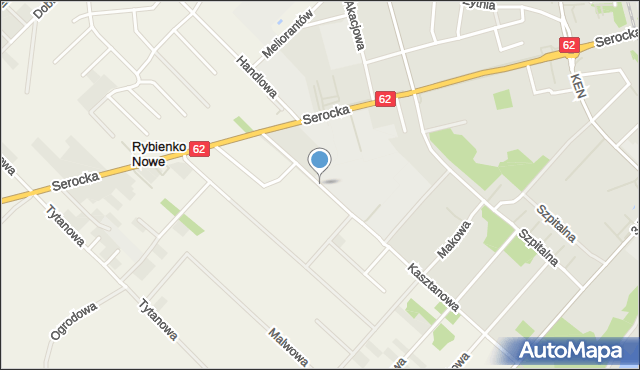 Rybienko Nowe, Kasztanowa, mapa Rybienko Nowe