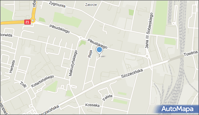 Słupsk, Kadłubka Wincentego, bp., mapa Słupska
