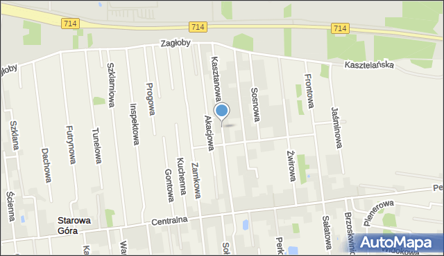 Starowa Góra, Kasztanowa, mapa Starowa Góra