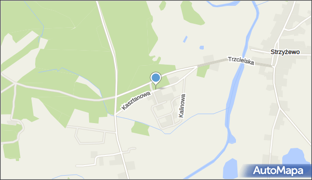 Strzyżewo gmina Zbąszyń, Kasztanowa, mapa Strzyżewo gmina Zbąszyń