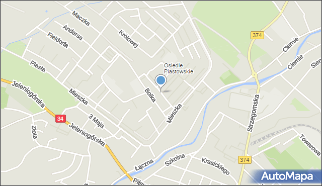 Świebodzice, Kazimierza Odnowiciela, mapa Świebodzice