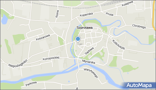 Szprotawa, Katedralna, mapa Szprotawa