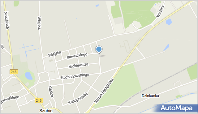 Szubin, Kasprowicza Jana, mapa Szubin