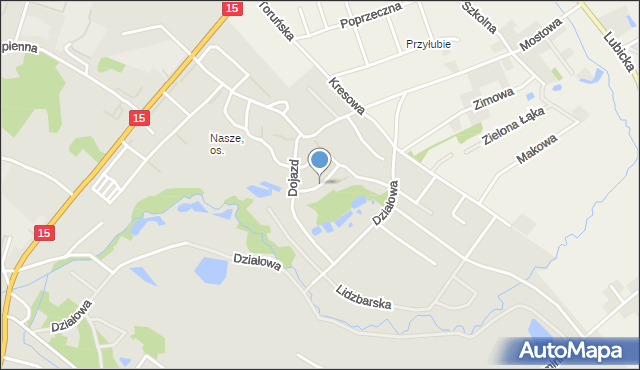 Toruń, Kamienna, mapa Torunia