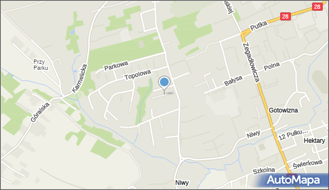 Wadowice, Kalinowa, mapa Wadowice