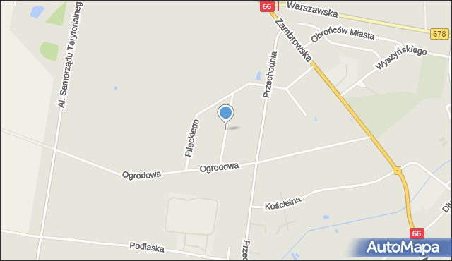 Wysokie Mazowieckie, Kamieńskiego-Huzara Kazimierza, kpt., mapa Wysokie Mazowieckie