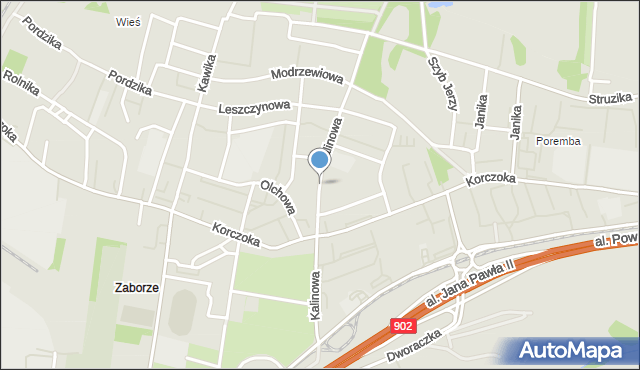 Zabrze, Kalinowa, mapa Zabrza