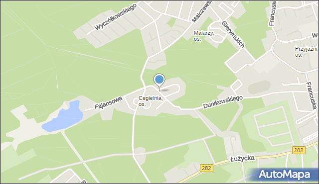 Zielona Góra, Kamionkowa, mapa Zielona Góra