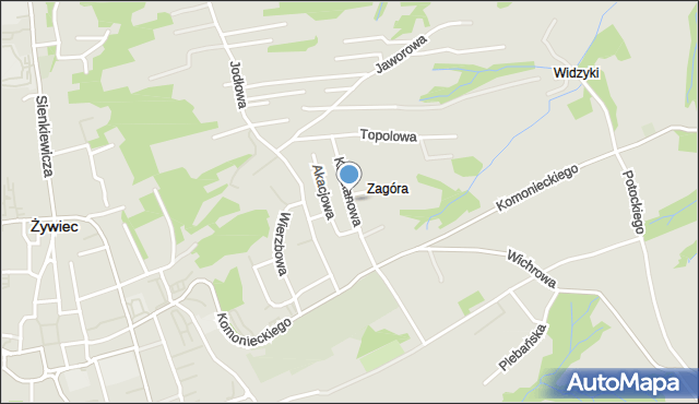 Żywiec, Kasztanowa, mapa Żywiec