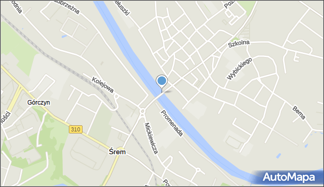 Śrem, Kęszyckiego Daniela, mapa Śrem