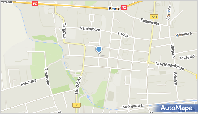 Błonie powiat warszawski zachodni, Kilińskiego Jana, płk., mapa Błonie powiat warszawski zachodni